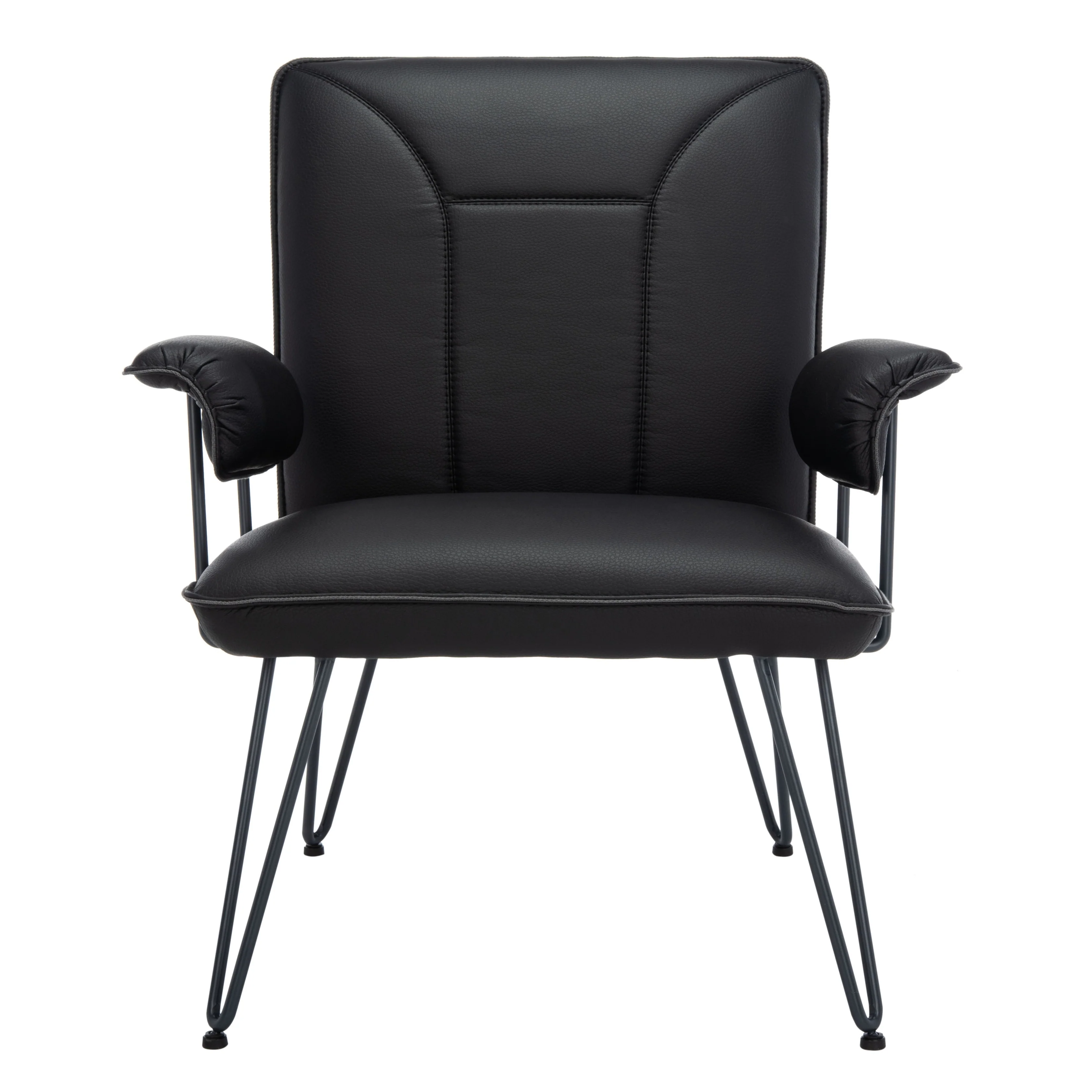 SAFAVIEH Idamae Mid-Century Modern Faux Leather Arm Chair - 29Wx28Dx33H