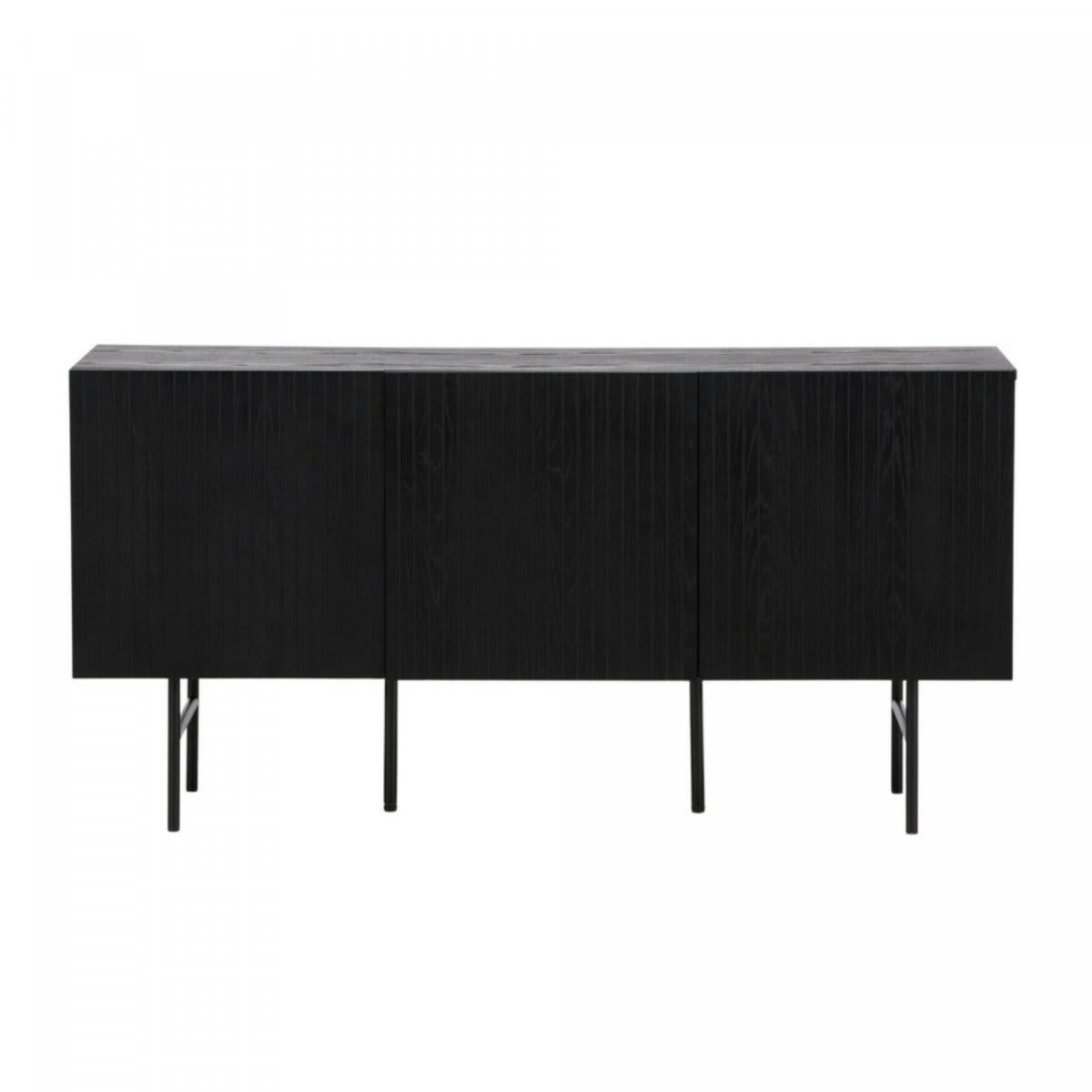 MILOU - Buffet bas 3 portes en bois et métal 150cm noir