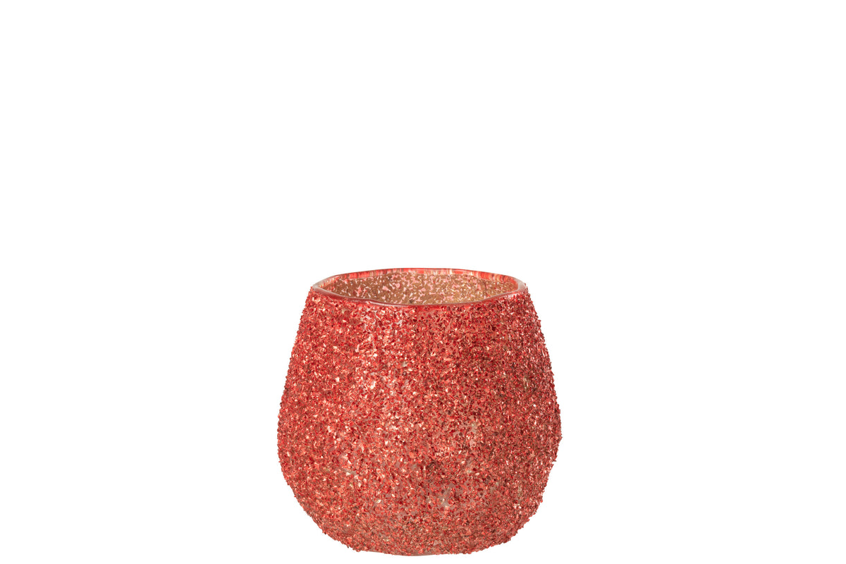 J-Line theelichthouder - glas - rood - small