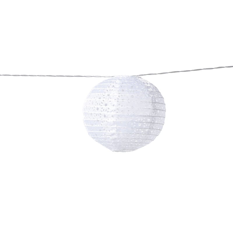 Slinger met 9 solar barok lampionnen - wit - 440 cm