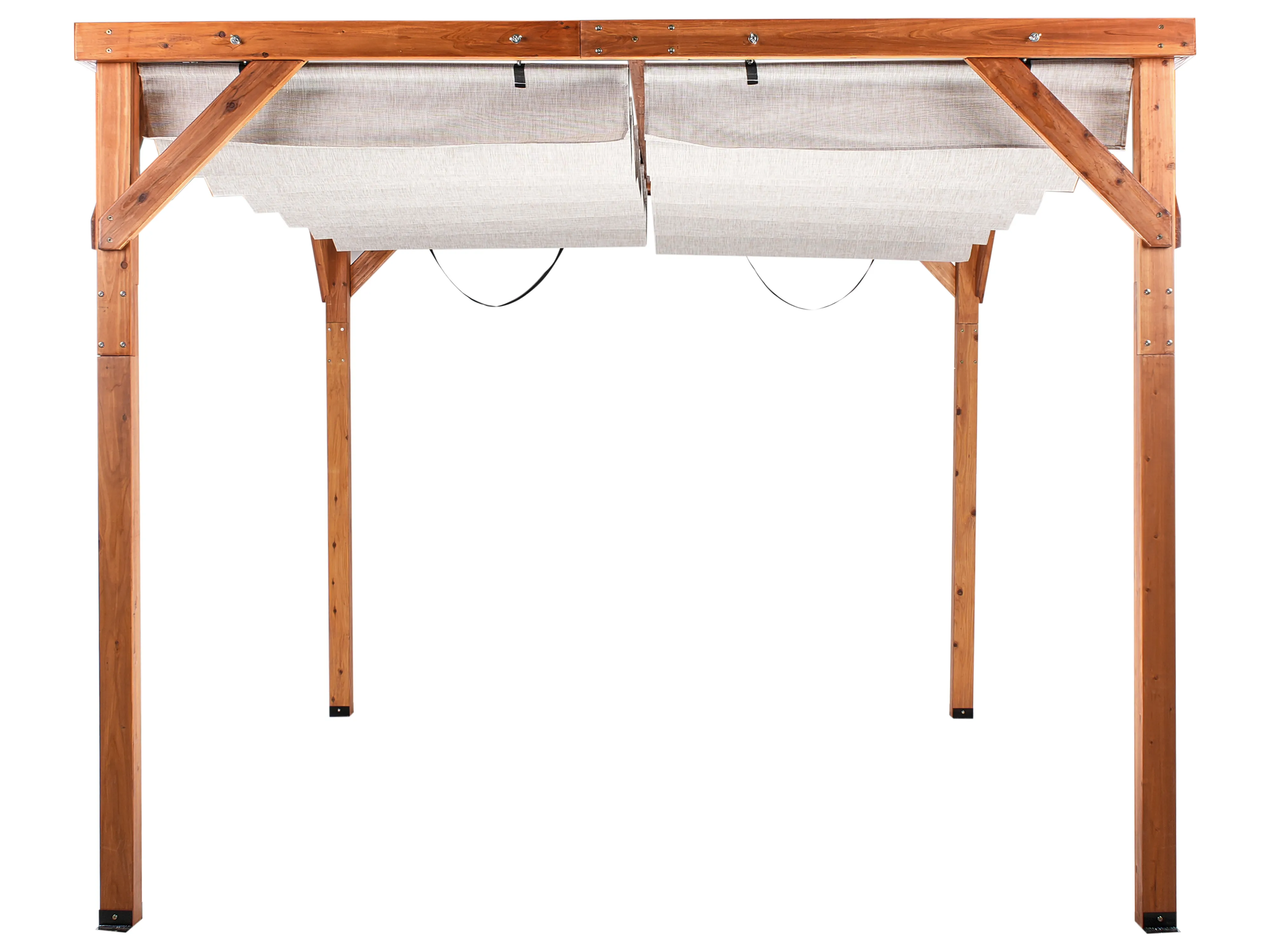Gazebo VILLAROSA Fir Wood 320 cm 380 cm Brown/ Beige