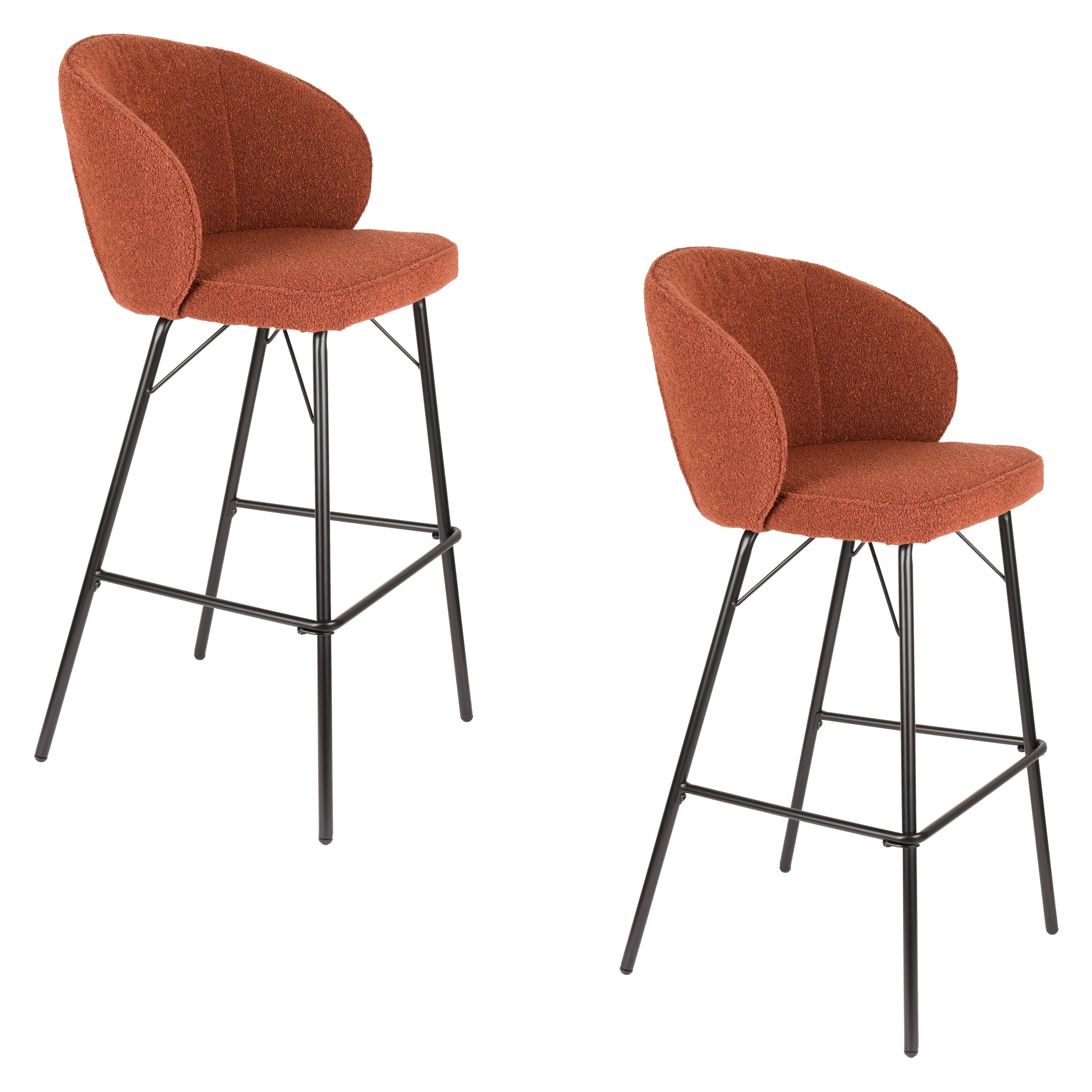 Housecraft Living Joa Barkrukken rugleuning 75 cm Bouclé Terra - Set van 2
