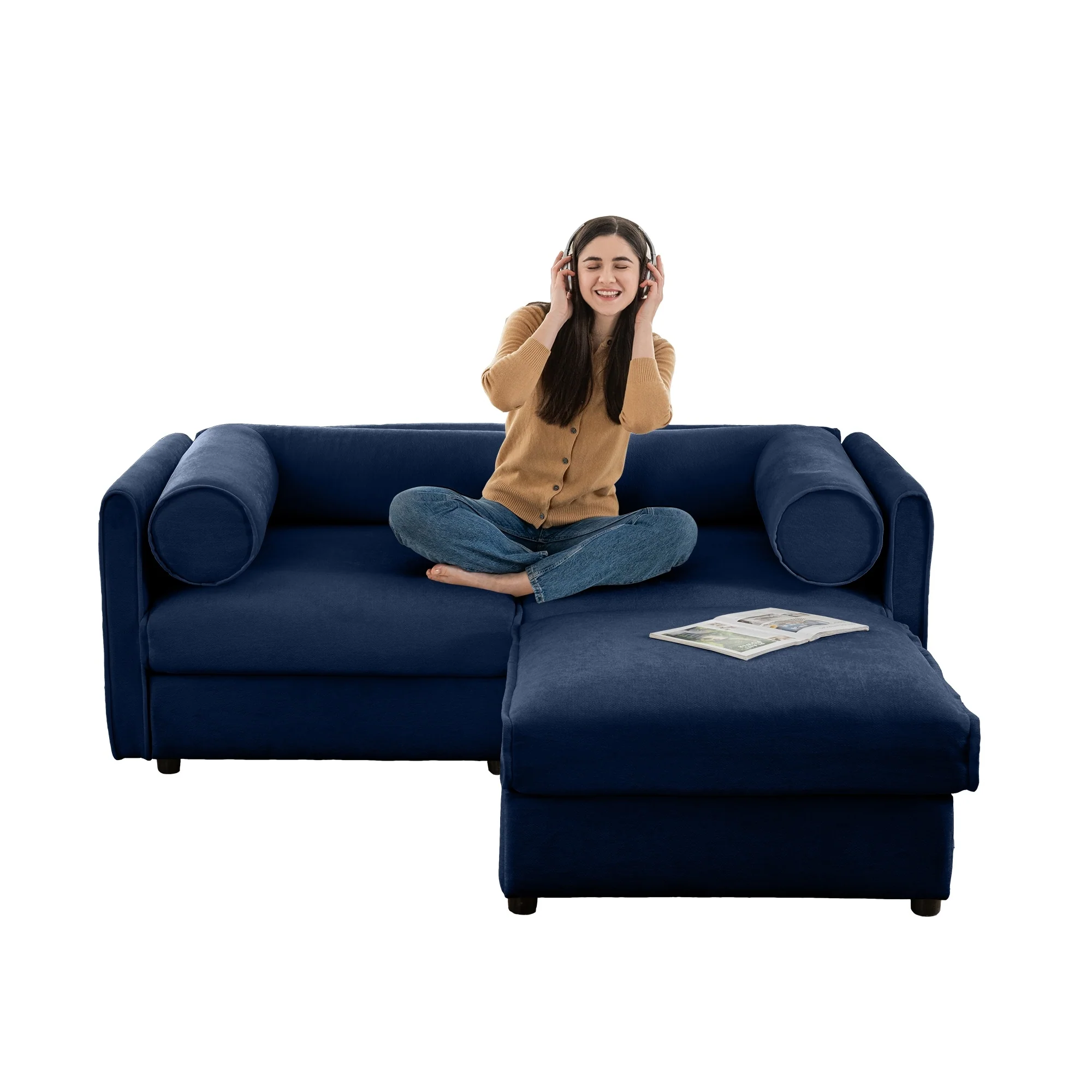 L Shaped Modular Couch Chenille Loveseat Sectional Sofa with Storage
