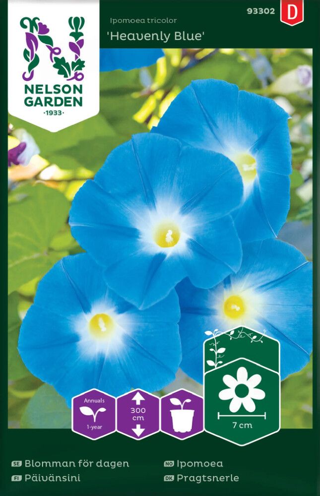 BLOMSTERFRØ NELSON GARDEN IPOMOEA HEAVENLY BLUE