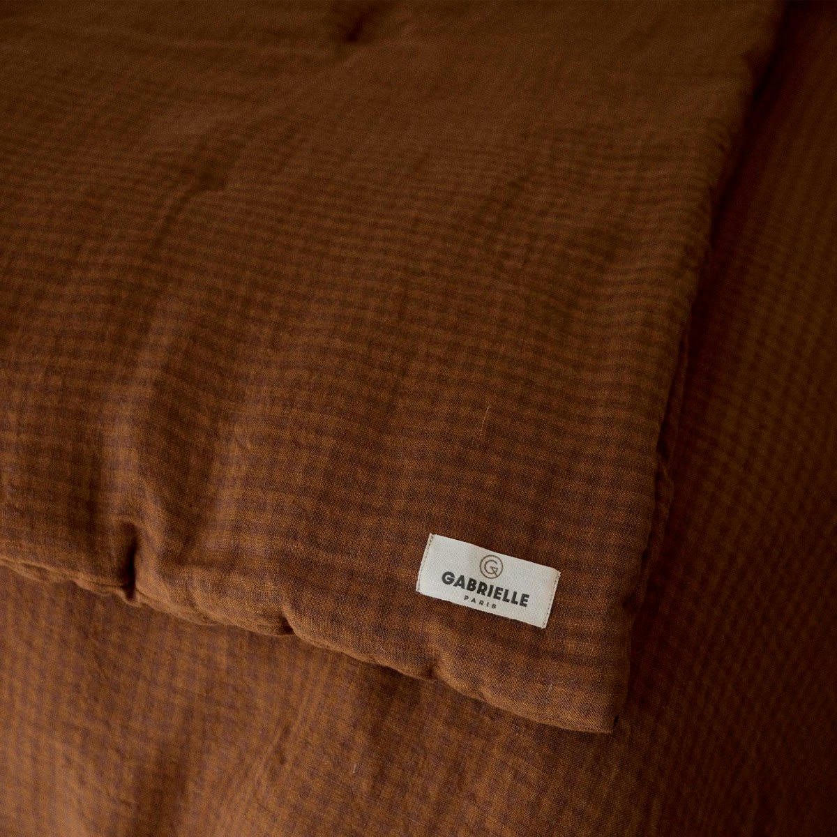 EQUILIBRE - Édredon en coton vichy marron 90x190