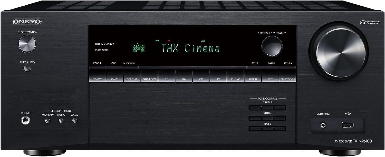 Onkyo TX-NR6100 7.2 Channel 8K Smart AV Receiver - THX Certified  Works with Sonos Certified  and Ultimate 4K Gaming Experience
