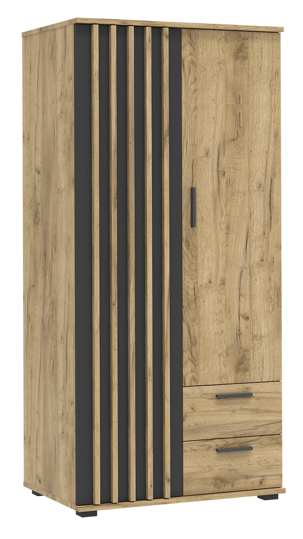 Szafa Montana 85 cm z lamelamI - dąb craft/czarny | nowoczesna