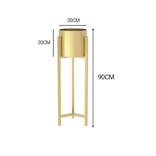 SOGA 90cm Gold Metal Plant Stand with Flower Pot Holder Corner Shelving Rack Indoor Display