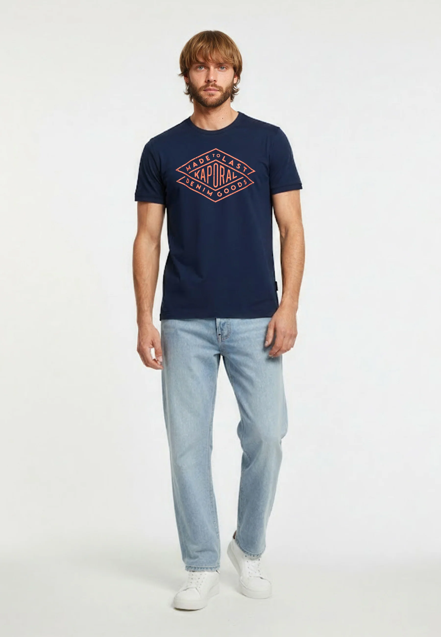 T-shirt manches courtes regular bleu marine coton TOKY