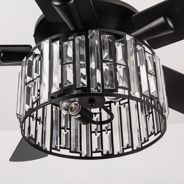 52" Matte Black Plywood 5-Blade Ceiling Fan with Remote
