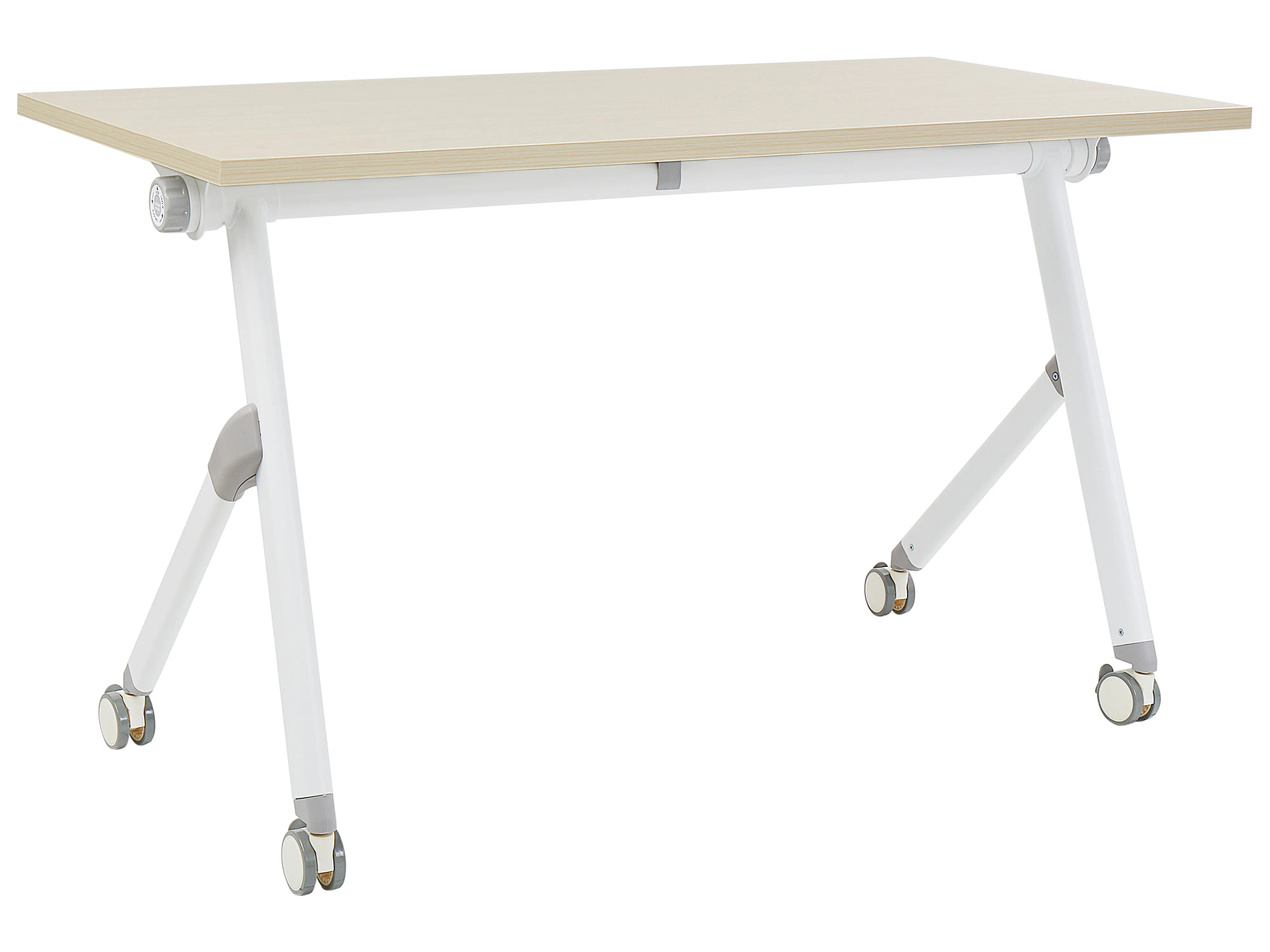 Foldable Office Desk BENDI Light Brown 120 cm 60 cm with Wheels