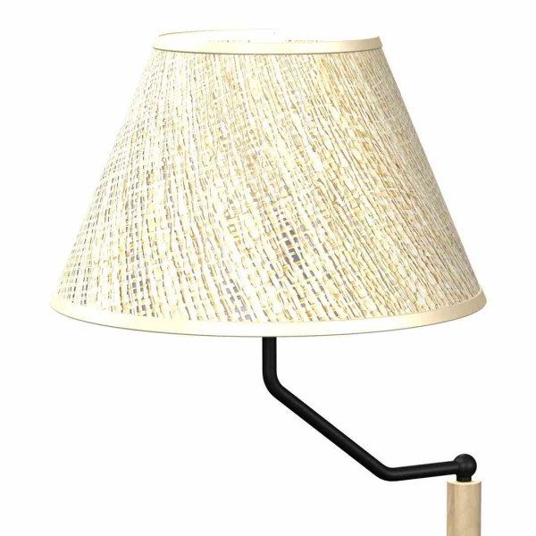 Lampa stołowaczarno-beżowa-jasne drewno ETNA 1xE27x40W wys:50cm Milagro