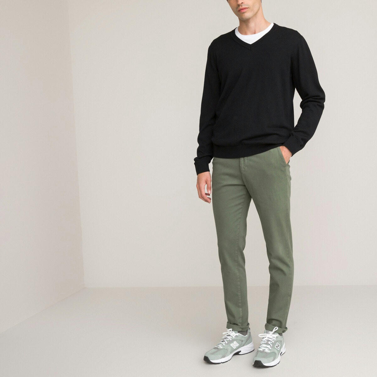 Pull col V en mérinos, made in Europe