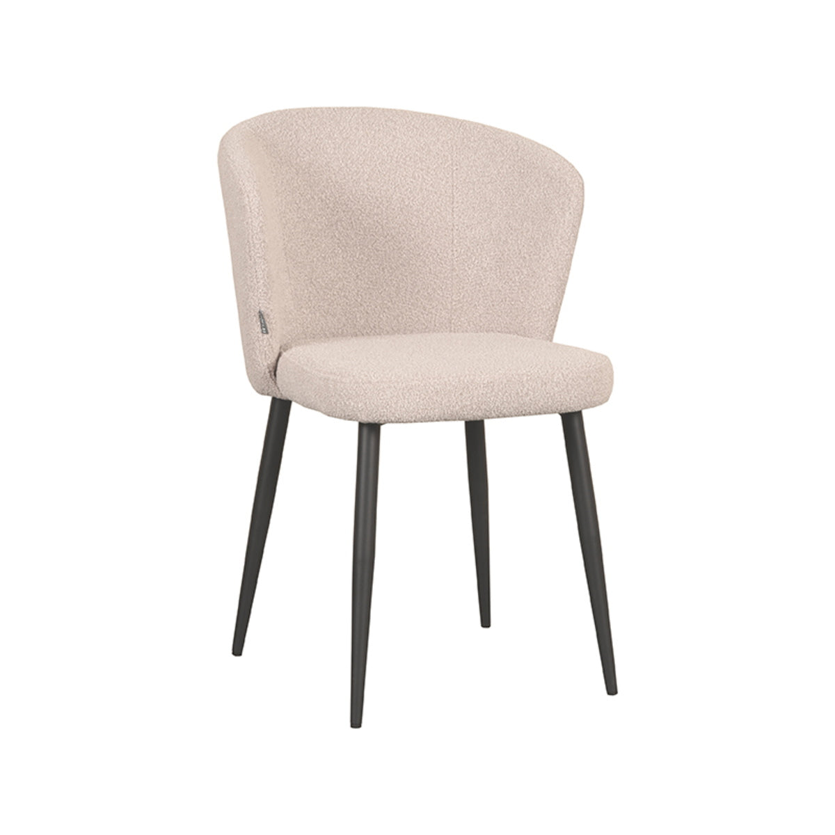 LABEL51 Eetkamerstoel Wave - Naturel Bouclé - Zithoogte 50cm - Set van 2