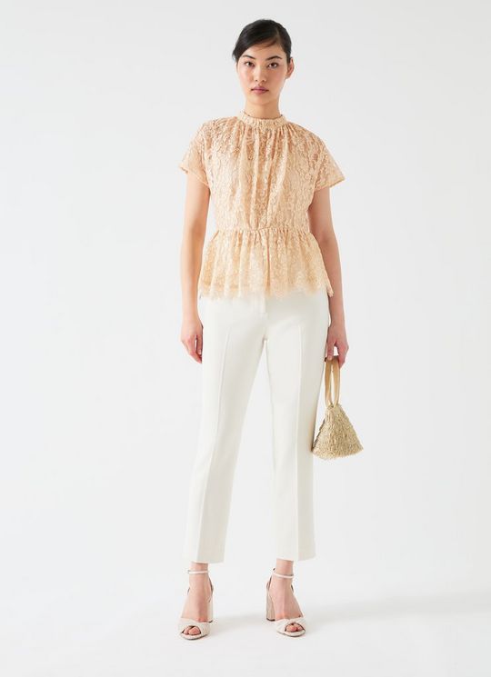 Cecily Champagne & Gold Lace Waisted Top