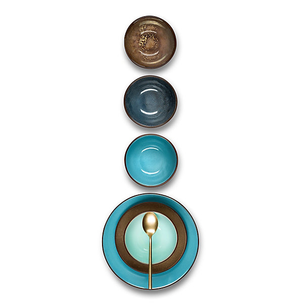 Coffret 6 assiettes dessert Turquoise - Feeling Turquoise par Médard de Noblat
