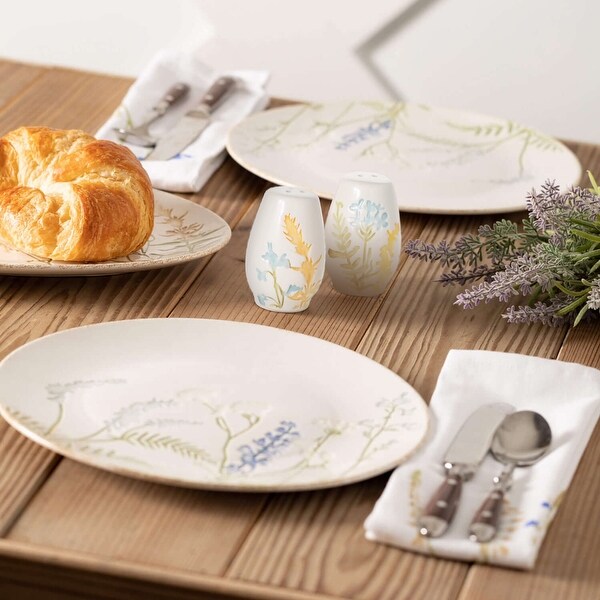 Sullivans Herb Imprinted Snack Plates Set of 4, 8"L Multicolored - 8"L x 8"W x 1"H