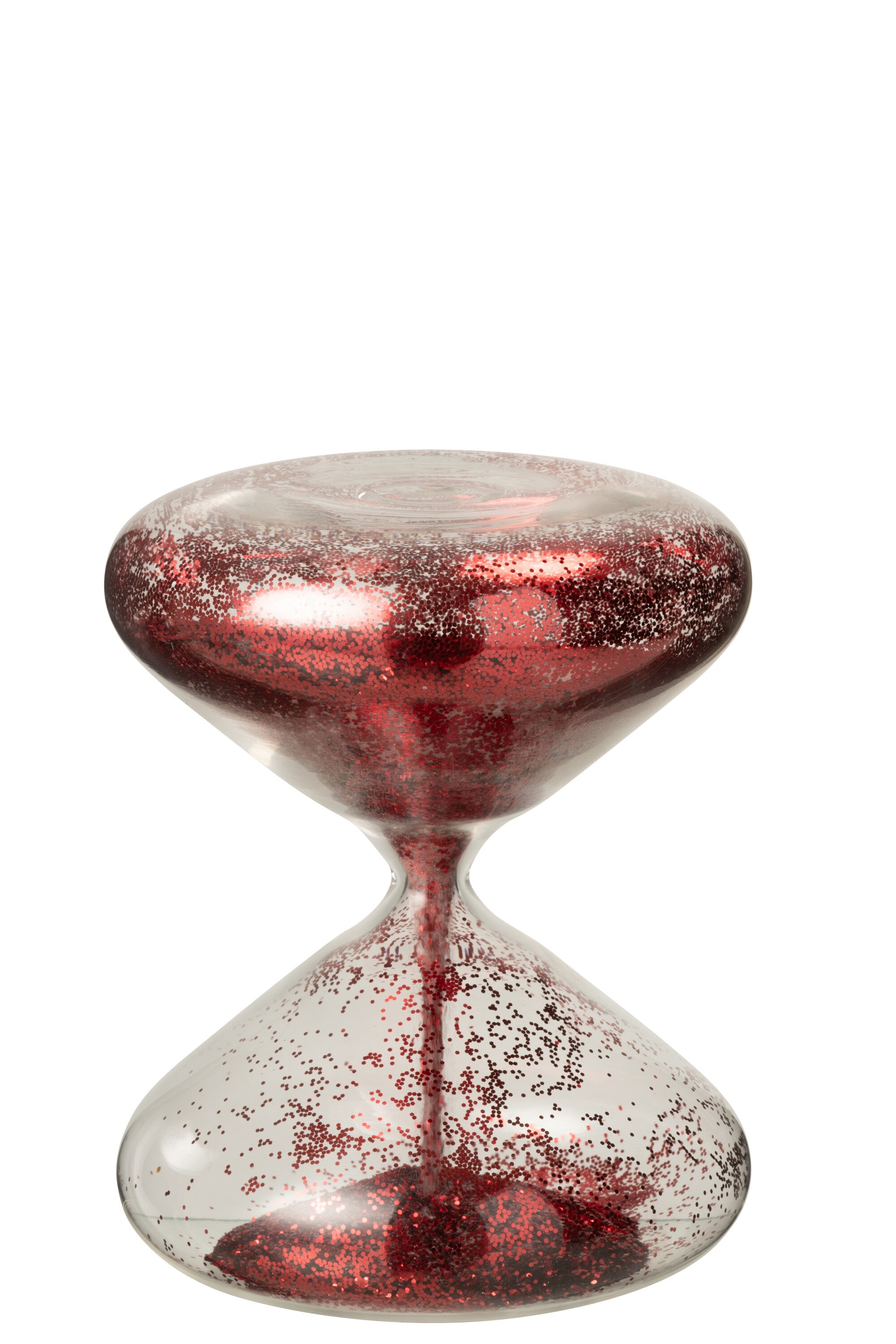 J-Line zandloper Glitters - glas - rood