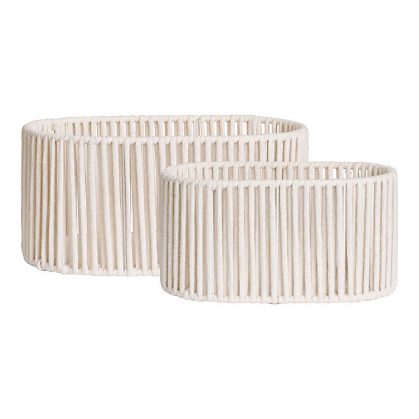 Ensemble de 2 Paniers Arese en Coton et Métal Blanc Cassé