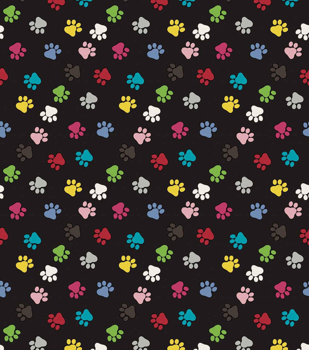 Novelty Cotton Fabric Multi Colors Paws on Black