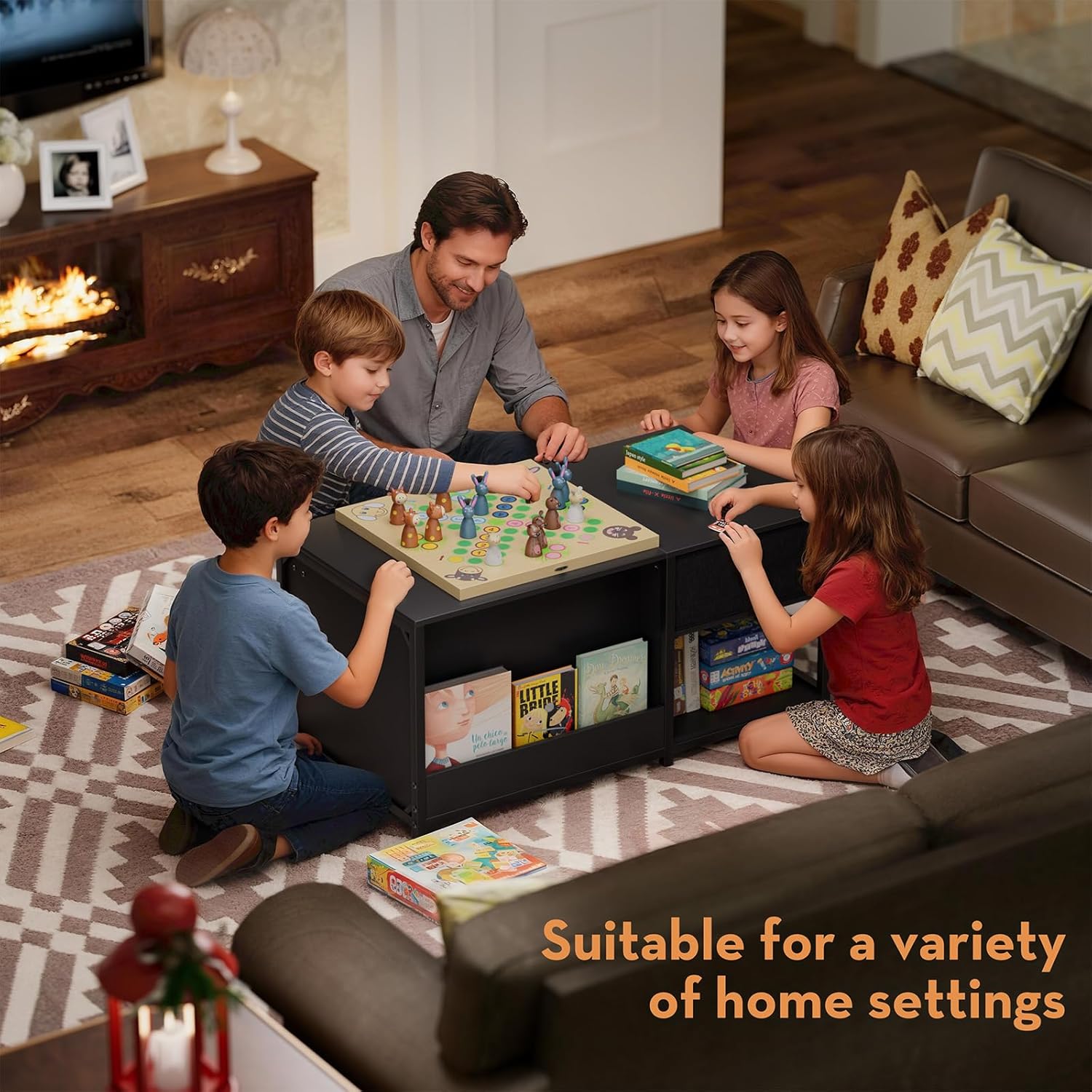 SINPAID Coffee Table with Storage, Rectangular Coffee Tables for Living Room, Modern Coffee Table with Hidden Storage Compartment and Adjustable Shelves, Black