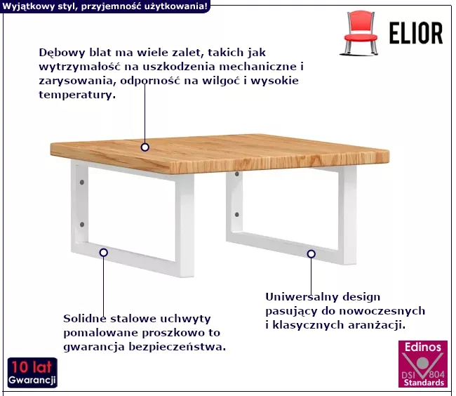 Jasnobrązowa półka białe uchwyty 50x50 - Zeren