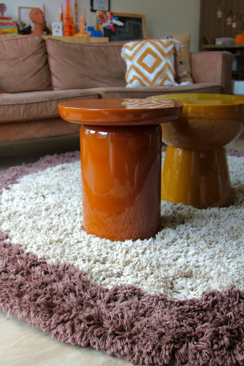 Interieur05 vloerkleed Pilo - hoogpolig - beige/bruin - Ø200 cm