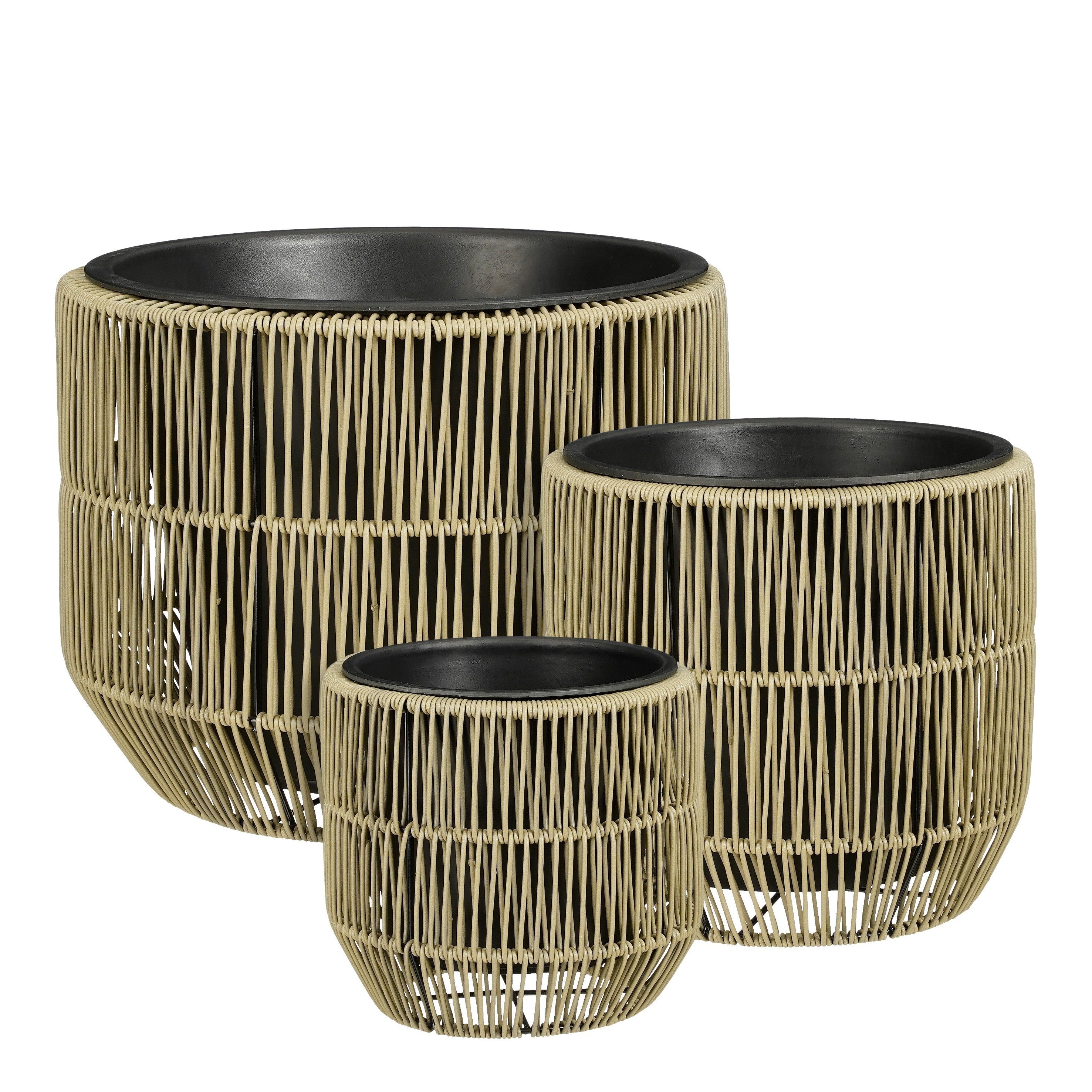 Mica Decorations Peta Bloempot voor Buiten – Set van 3 – Plantenpot voor Bloemen en Buitenplanten – Bloempotten voor Buiten – Groen