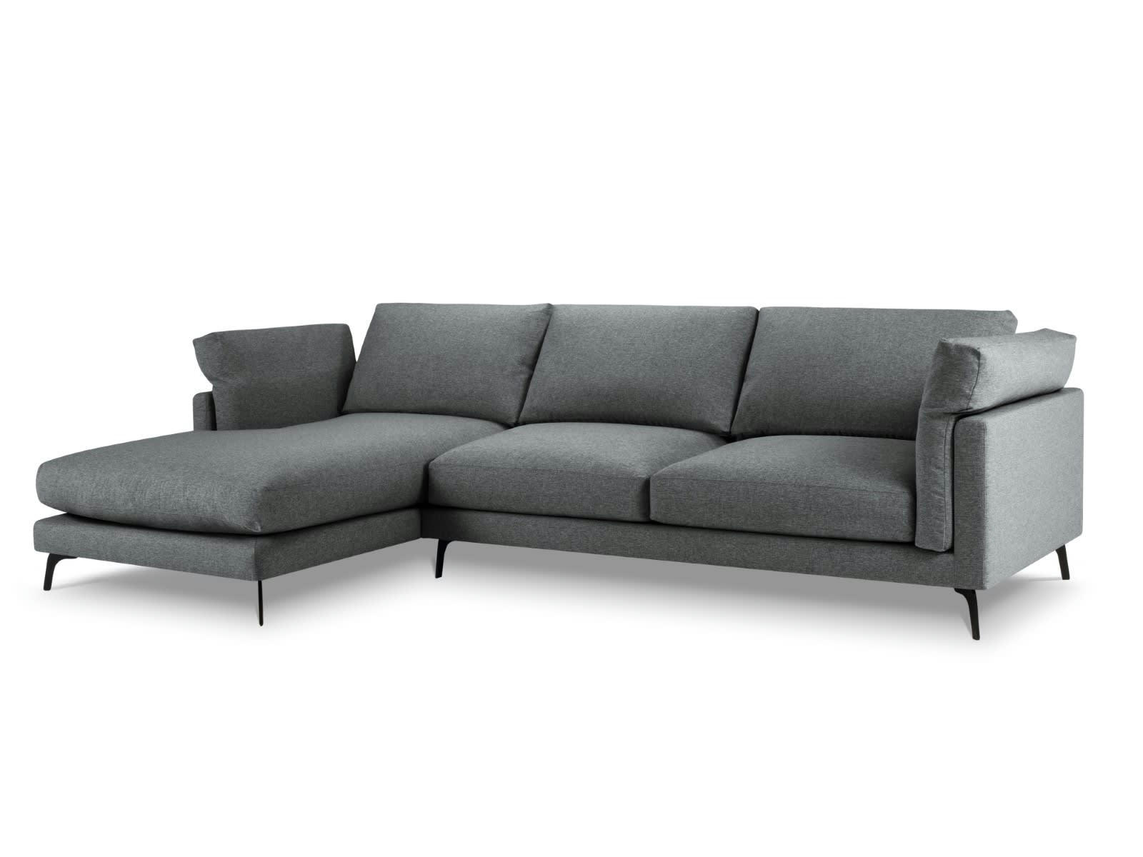 CAMILLE - Canapé D'Angle Gauche 5 places en Tissu Structurel Gris