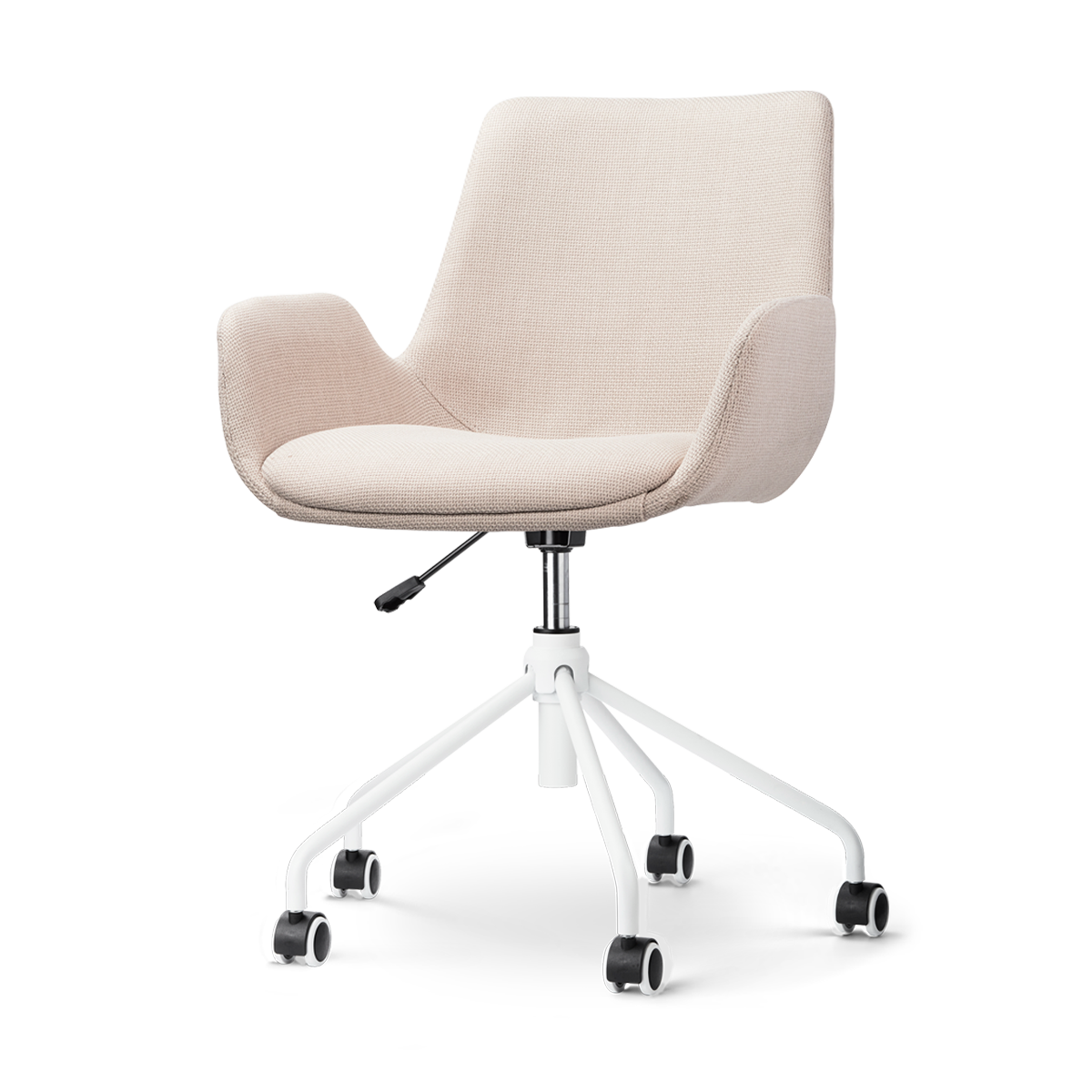 Nolon Nout-Eef Bureaustoel Beige - Armleuning - Wit Onderstel