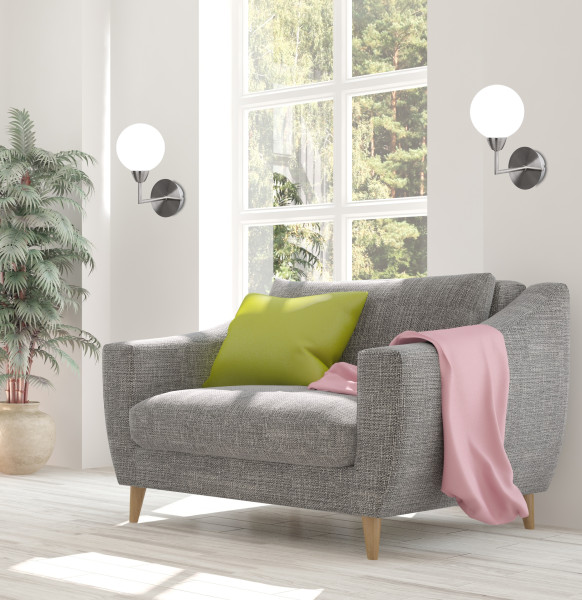 Lampa kinkiet LOGOS satyna 1x25w g9 klosz biały