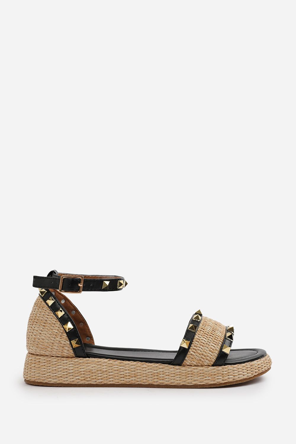 Where's That From Varena' Wide Fit Raffia Studded Gladiator Flatform Sandals