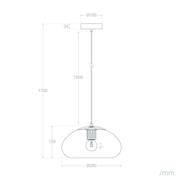 Lampa wisząca miodowo-czarna Tesoro 1xE27x20W wym: 170x28x28 cm Abruzzo