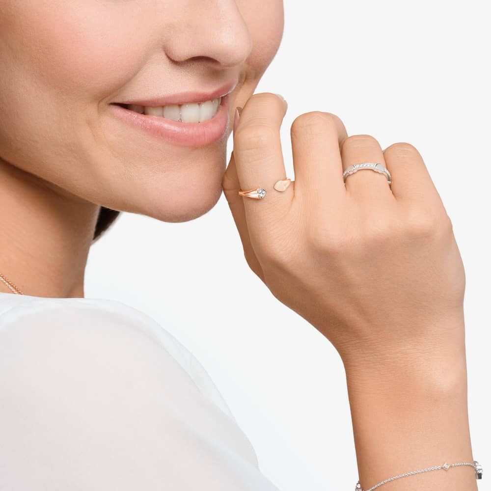 THOMAS SABO Ladies Rose Gold Plated Open Cuff Heart Ring TR2392-416-14-52
