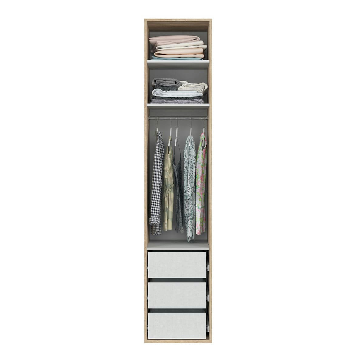 - Armoire colonne 1 porte L50 x H240 cm stratifiés naturel