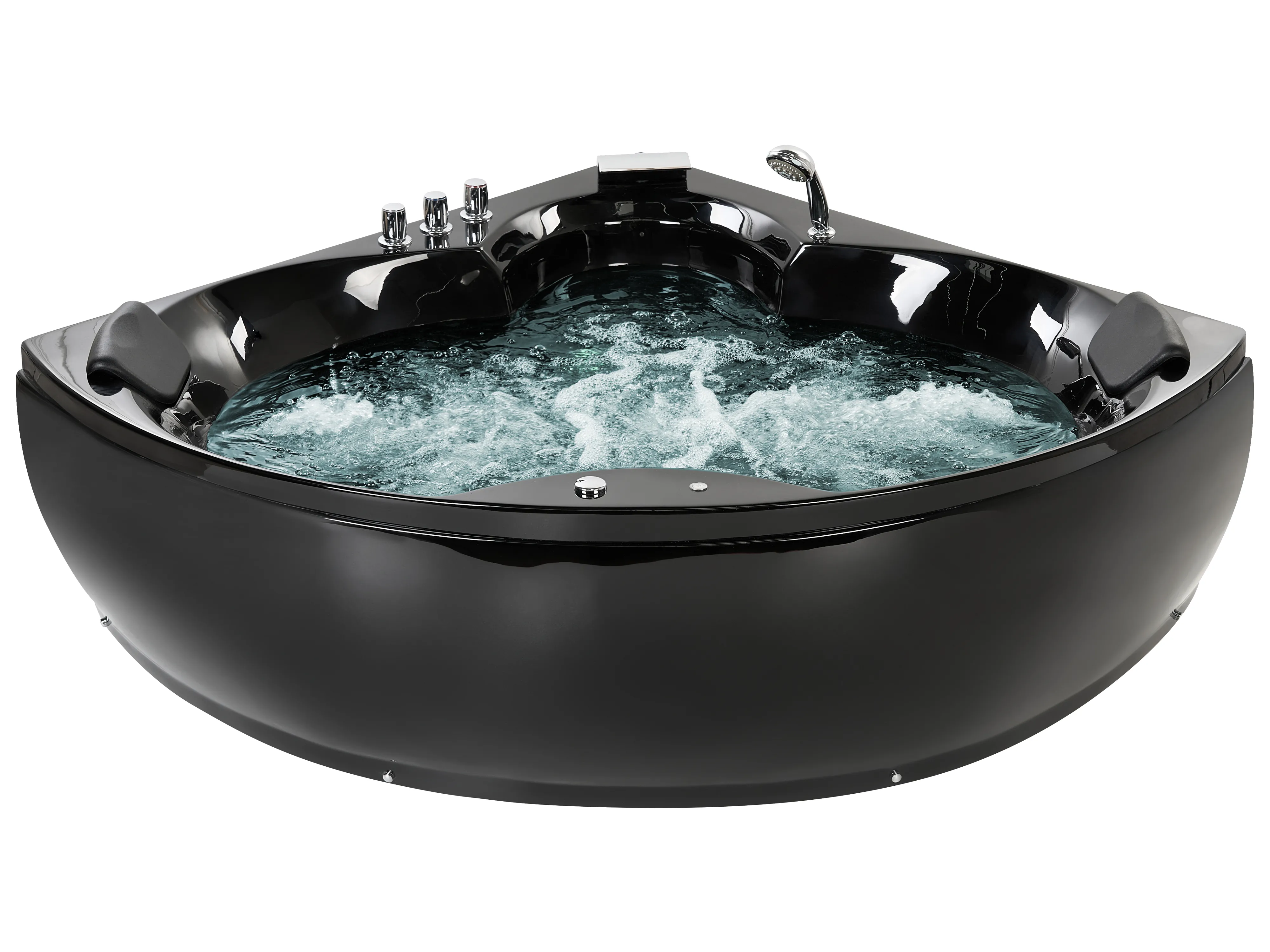 Corner Hot Tub with LED SENADO 2050 x 1500 mm Black