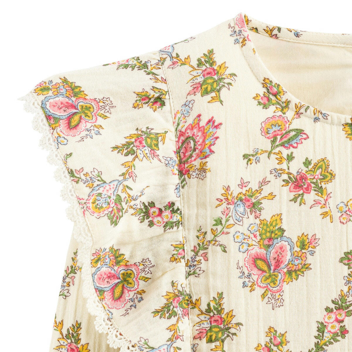 Blouse manches longues en double gaze imprimée