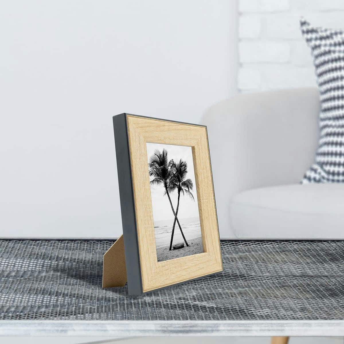 NEWTON - Cadre photo bois noir 10x15 cm résine recyclée