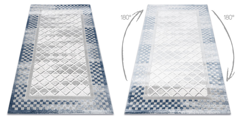 Dywan AKRYL VALS 103 Geometryczny, ramka przestrzenny 3D szary 80x100 cm