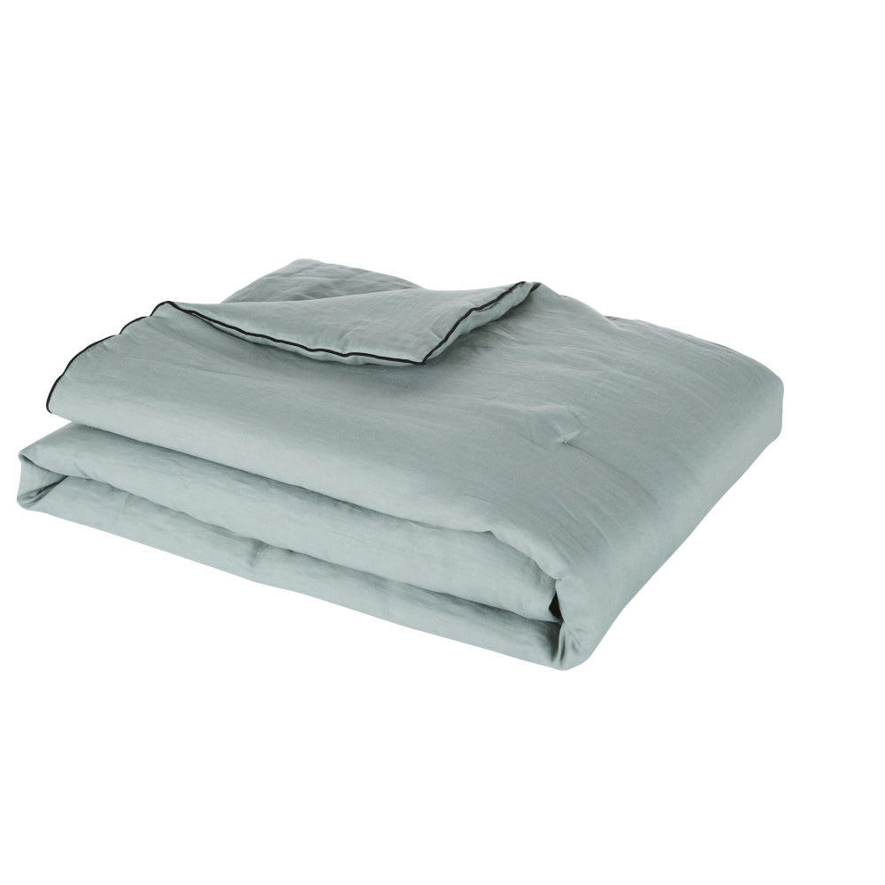 - Boutis en lin lavé bleu vert 200x100