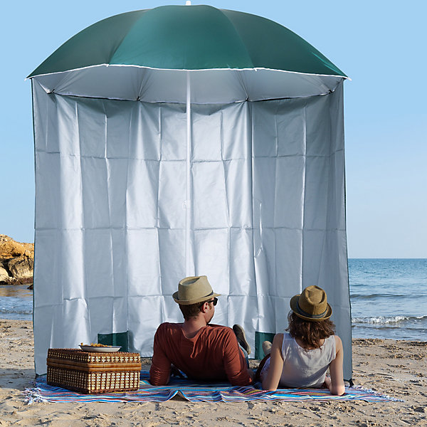 Parasol de plage dia. 2,2 x 2,2H m protection UPF 50   sac transport, sardines et lestage intégrés