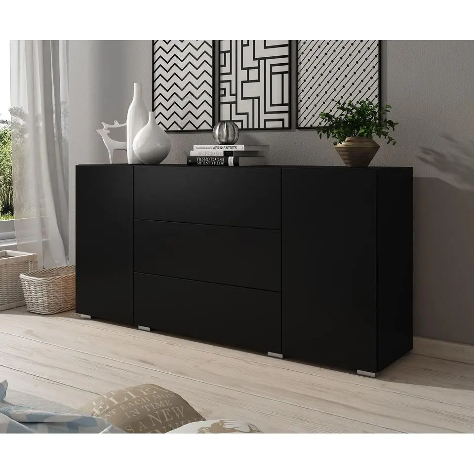 Meubella - Dressoir Bonzo - Mat Zwart - 150 cm