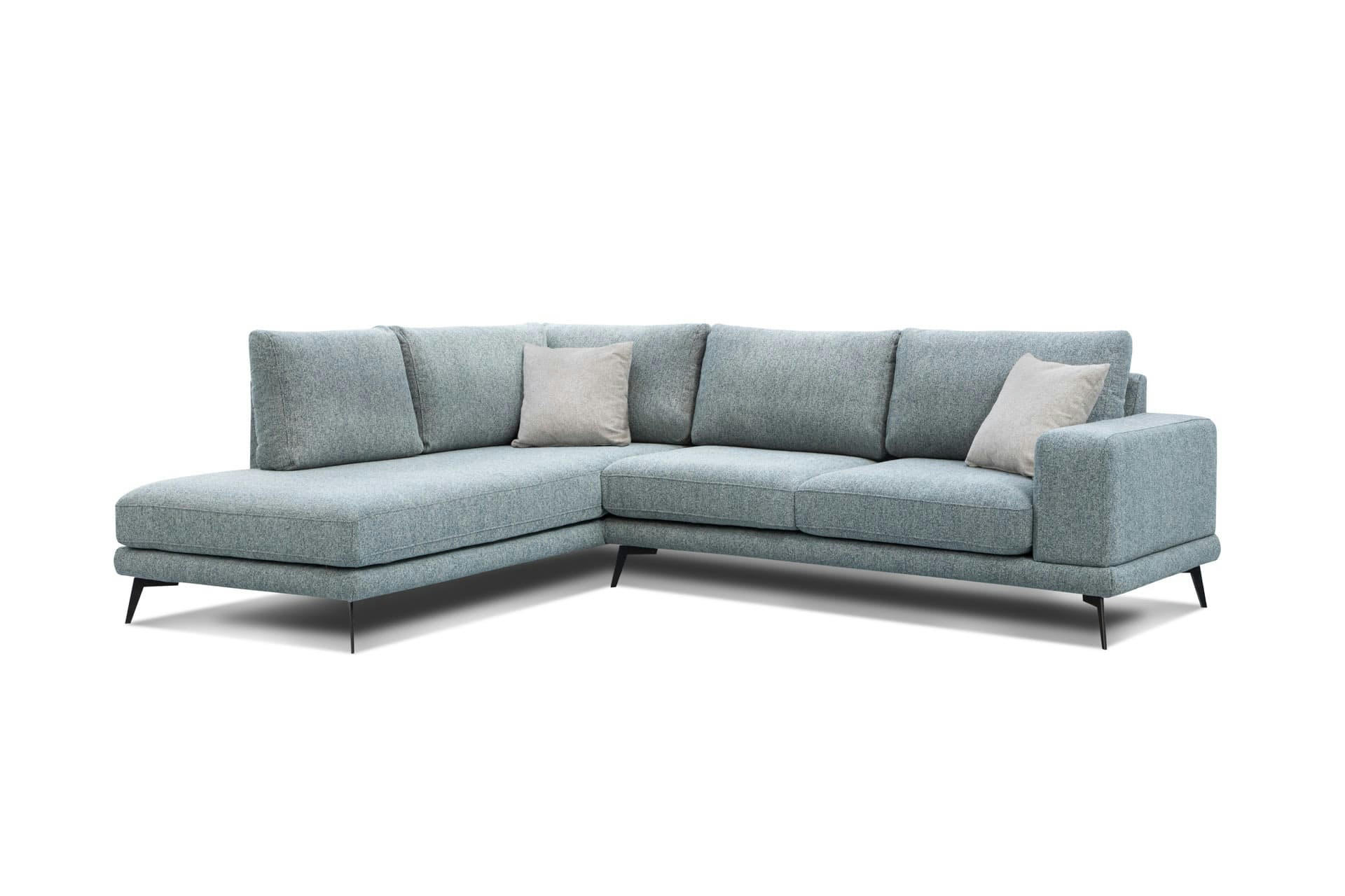 MEDIOLANE - Canapé d'angle gauche 5 places tissu bleu clair