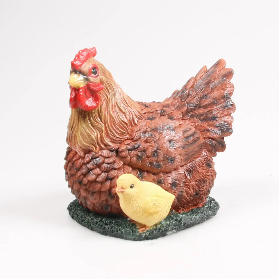 Farmwood Kip tuin beeldje - binnen/buiten - 19 cm