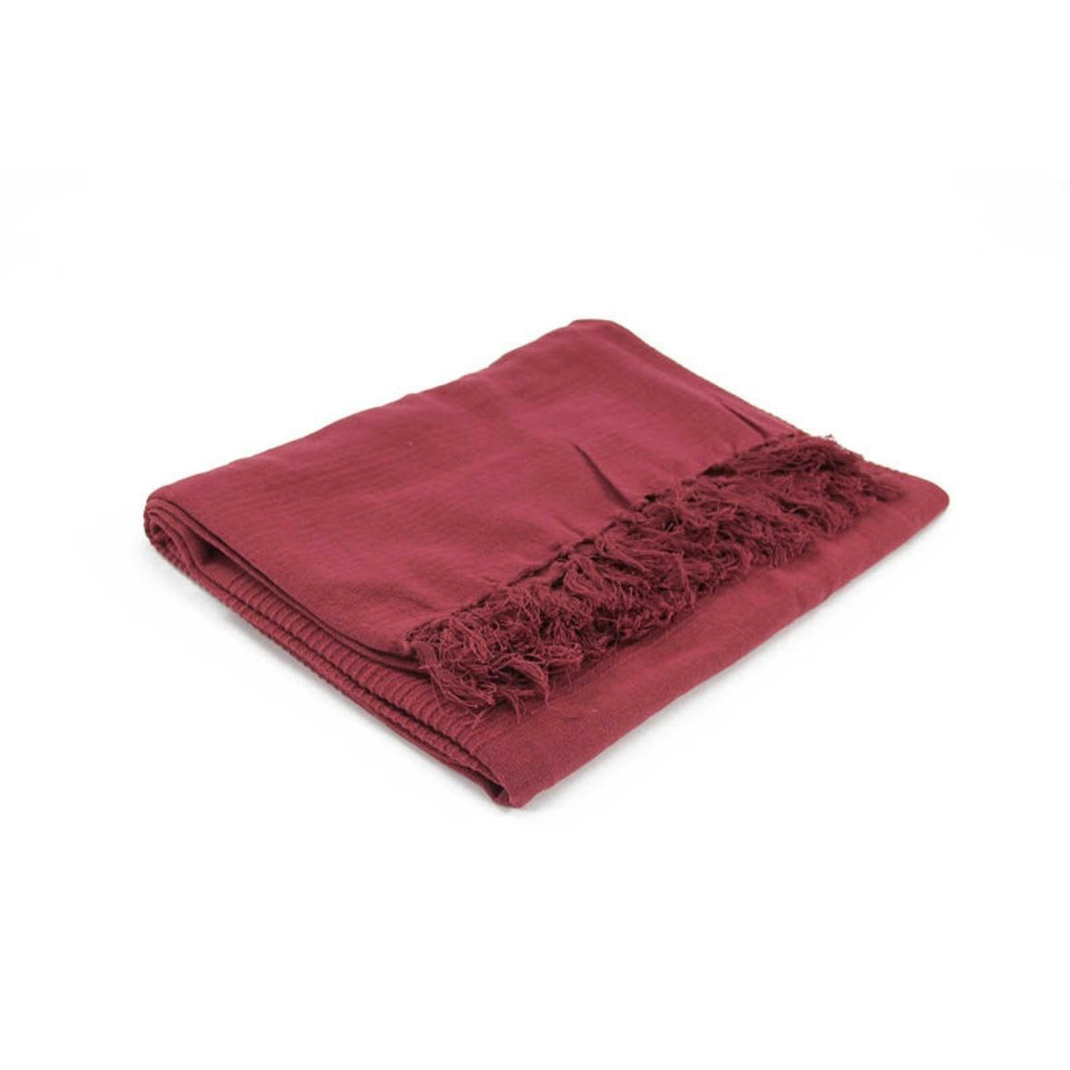 CAMILLE - Plaid en coton rouge 150x150