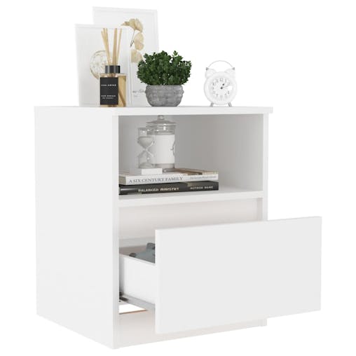 NNEVL Bed Cabinet White 40x40x50 cm Chipboard