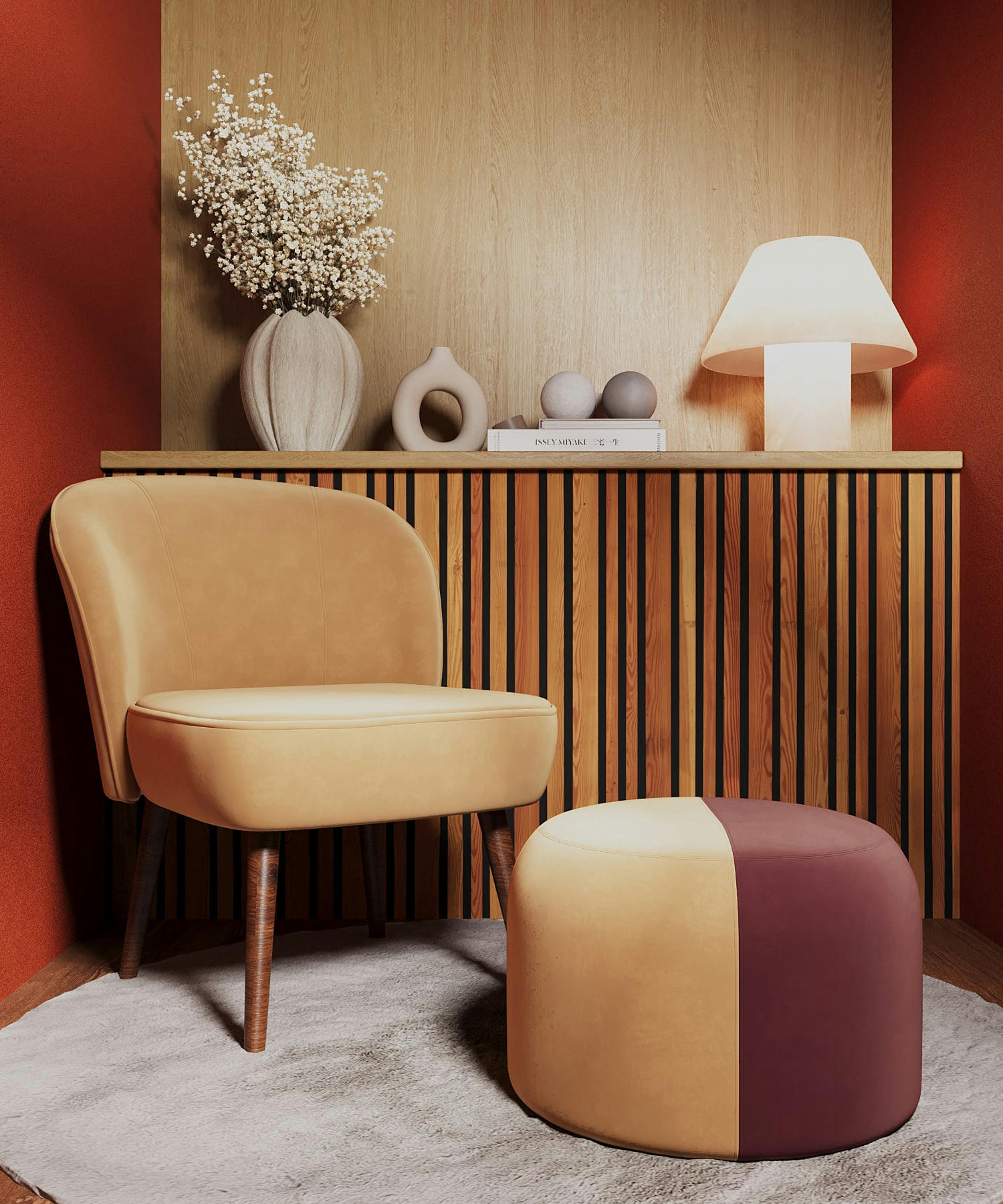 JANE - Petit fauteuil de salon en velours camel