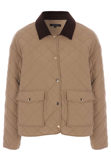Womens Cream Quilted Short Jacket