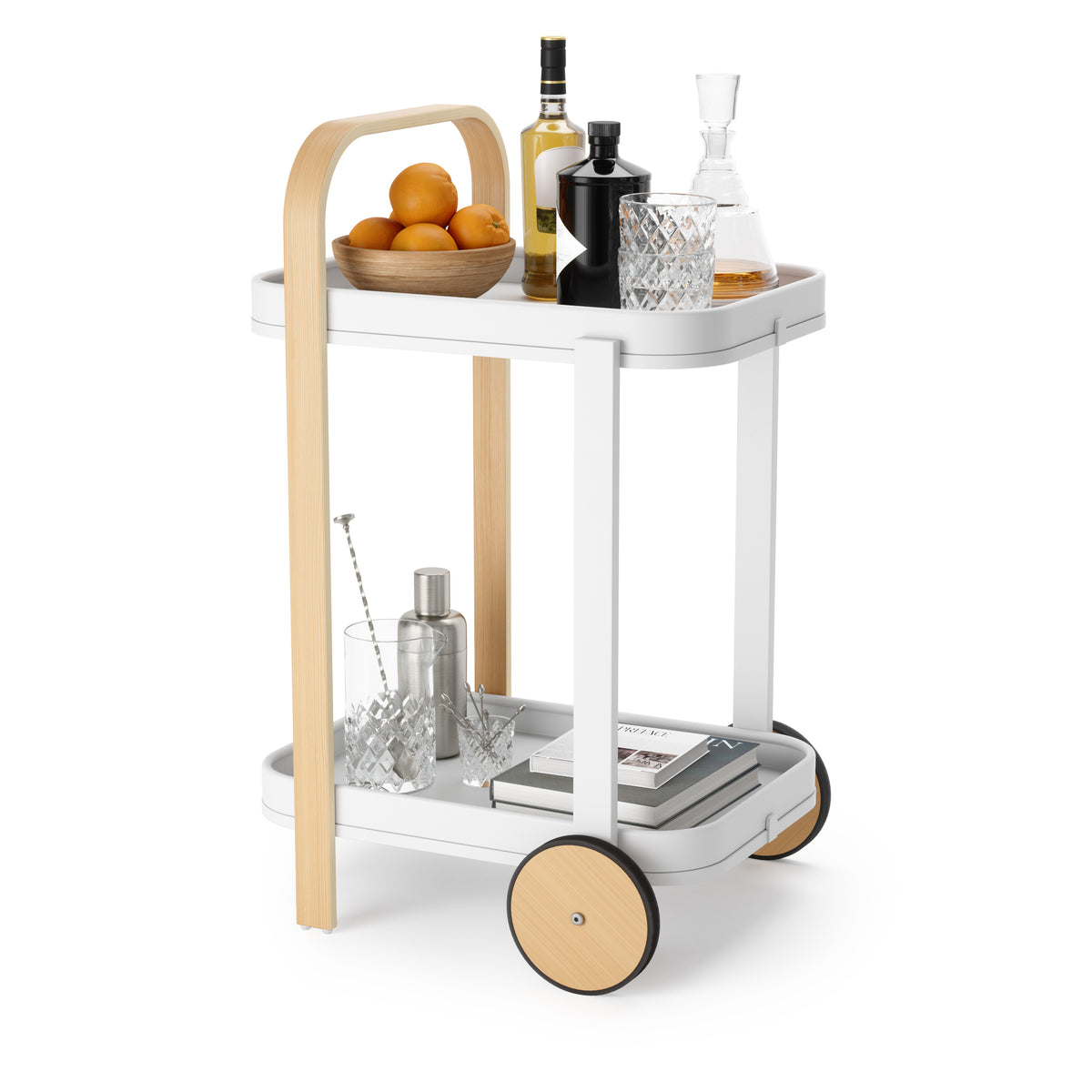 Umbra bartrolley met opbergplek Bellwood - 53 x 44 x 80 cm - Wit/naturel