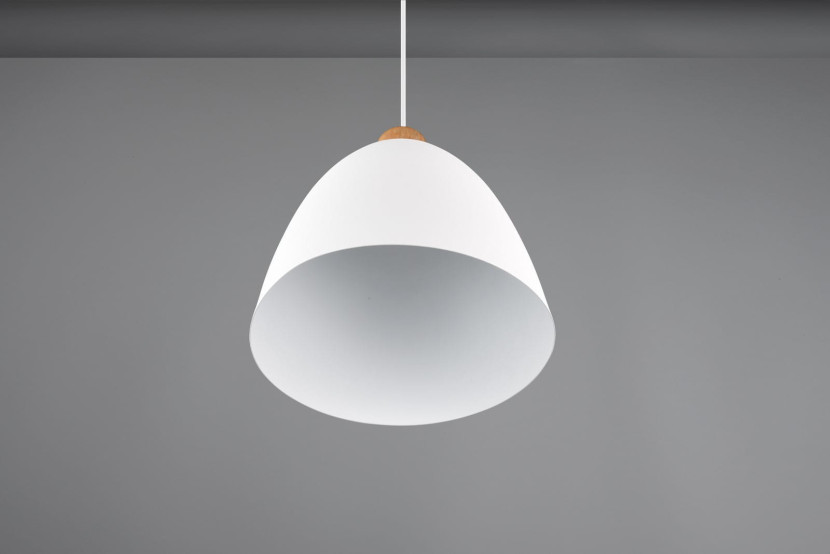 Lampa wisząca biała jasne drewno JAGGER 1xE27x40W wym: 150x25x25 cm RL